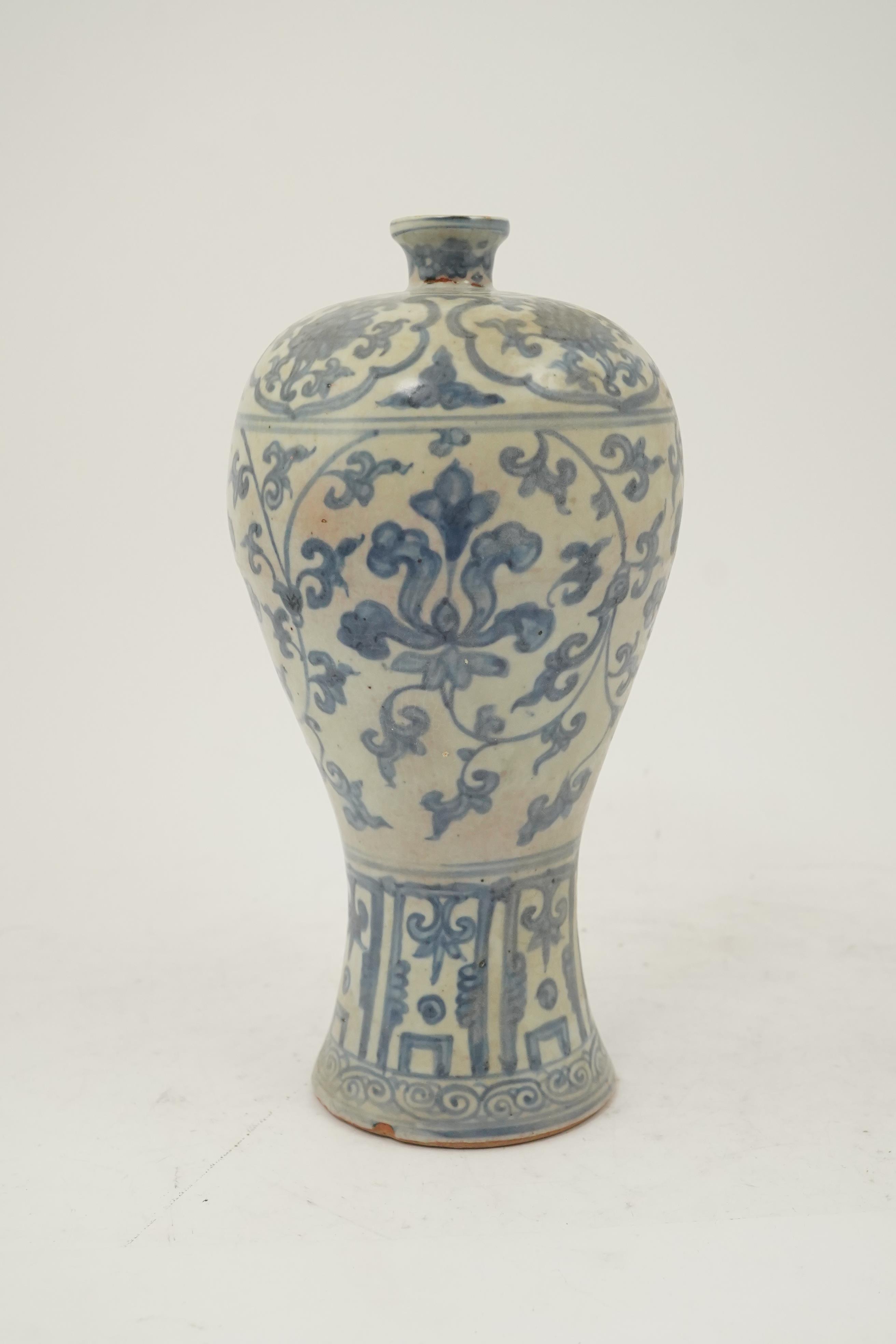 A Chinese blue and white shipwreck meiping, Ming dynasty, 16th century